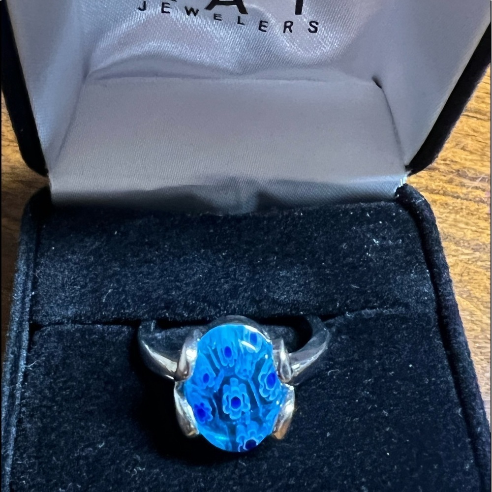 💚 925 stamped flower FANCY DICHROIC GLASS RING sz 9 - Picture 11 of 11